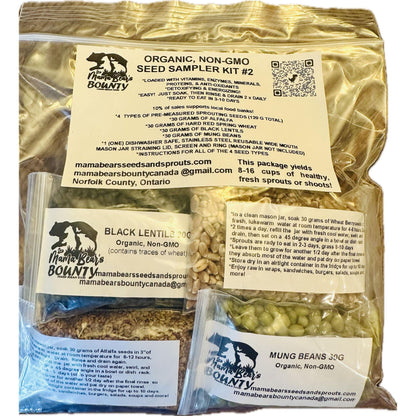 Seed Sprouting Sampler Kit #2 with Straining Lid & 4 X 30 G of Sprouting Seeds