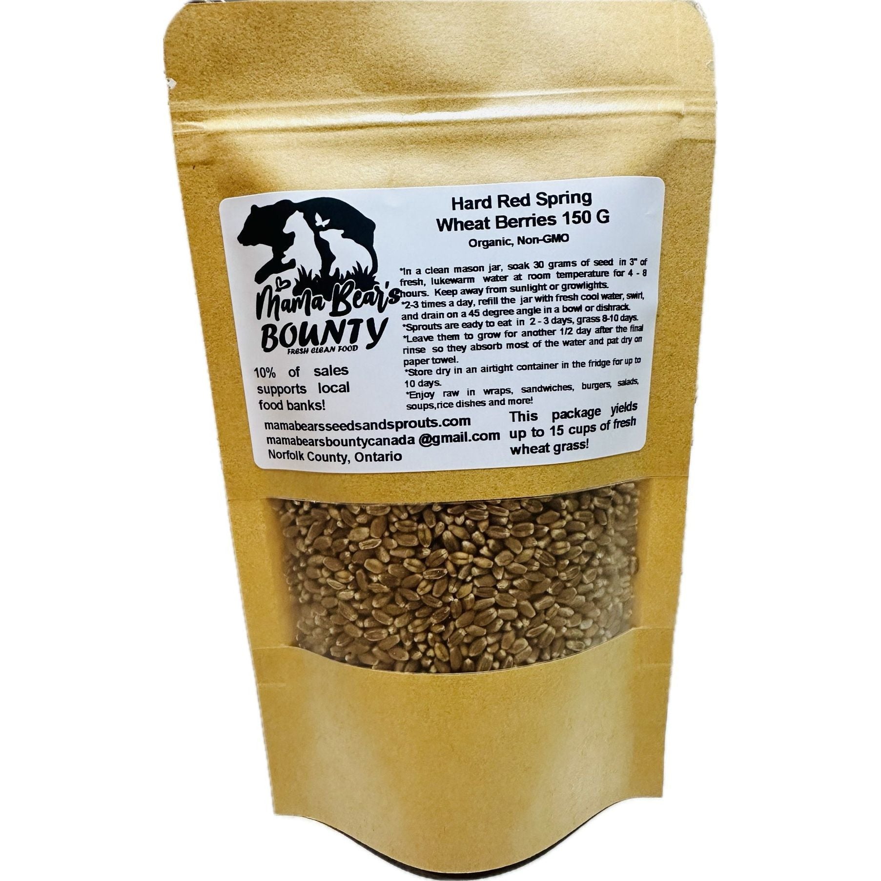 Wheat, Hard Red Spring 150G - Mama Bear's Bounty-Seeds and Sprouts